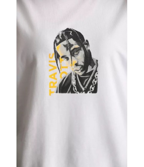 Unisex Baskılı Oversize T-Shirt - Beyaz