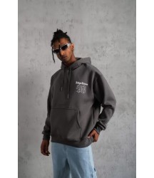 Erkek 98 Baskılı Kapşonlu Sweat - Gri