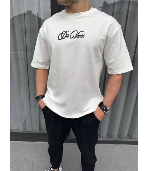 Unisex Baskılı Oversize T-Shirt - Beyaz