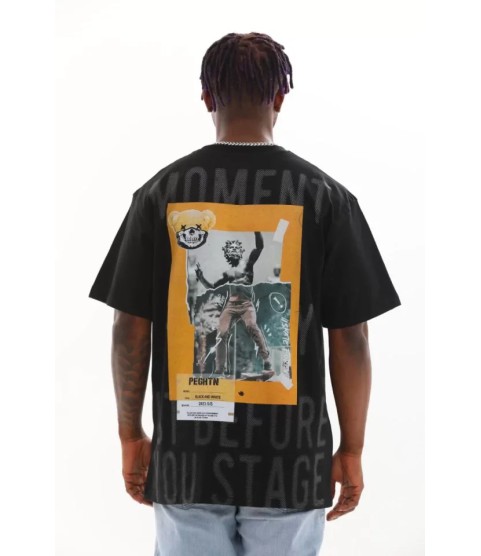 Unisex Baskılı Oversize T-Shirt - Siyah