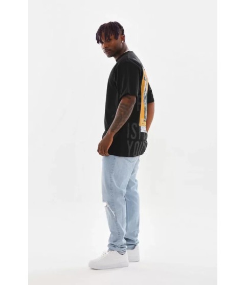 Unisex Baskılı Oversize T-Shirt - Siyah