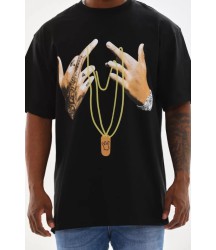 Unisex Baskılı Oversize T-Shirt - Siyah