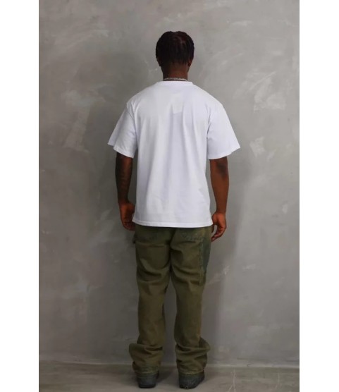 Unisex Baskılı Oversize T-Shirt - Beyaz