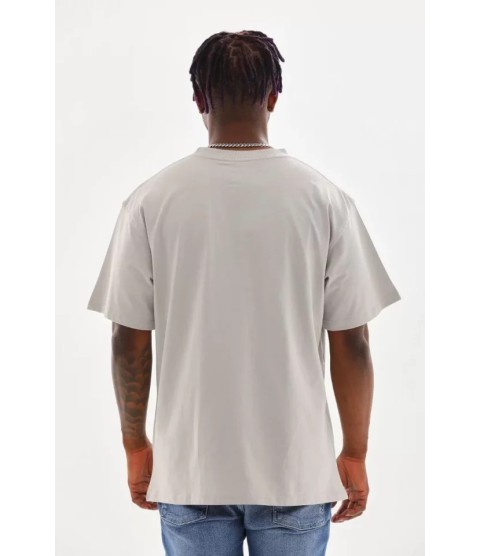 Unisex Baskılı Oversize T-Shirt - Gri