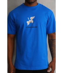 Unisex Baskılı Oversize T-Shirt - Mavi