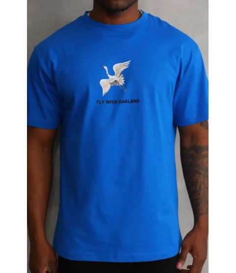 Unisex Baskılı Oversize T-Shirt - Mavi