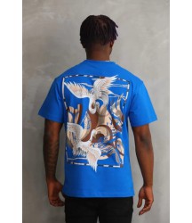 Unisex Baskılı Oversize T-Shirt - Mavi