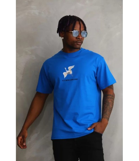 Unisex Baskılı Oversize T-Shirt - Mavi