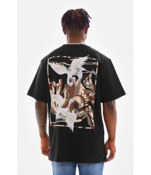 Unisex Baskılı Oversize T-Shirt - Siyah