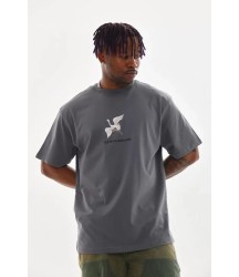 Unisex Baskılı Oversize T-Shirt - Füme