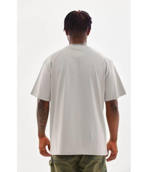 Unisex Baskılı Oversize T-Shirt - Gri