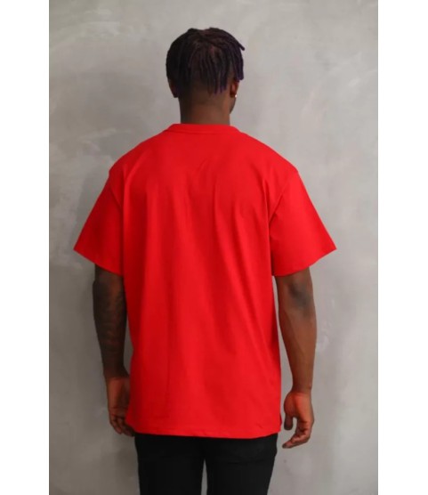 Unisex Baskılı Oversize T-Shirt - Kırmızı