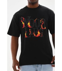 Unisex Baskılı Oversize T-Shirt - Siyah