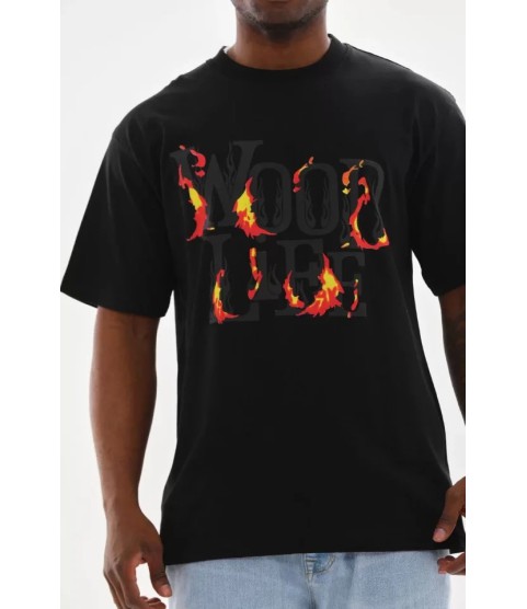 Unisex Baskılı Oversize T-Shirt - Siyah