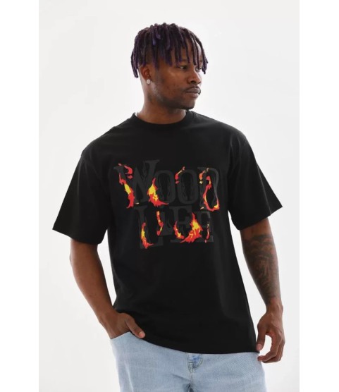 Unisex Baskılı Oversize T-Shirt - Siyah