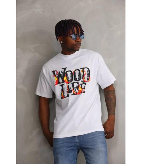 Unisex Baskılı Oversize T-Shirt - Beyaz
