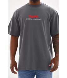 Unisex Baskılı Oversize T-Shirt - Füme