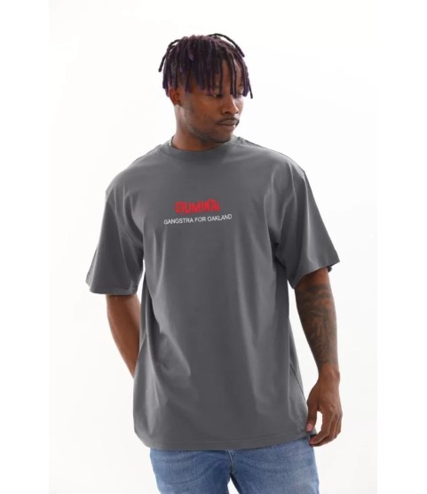 Unisex Baskılı Oversize T-Shirt - Füme