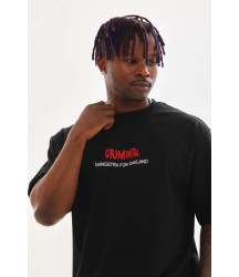 Unisex Baskılı Oversize T-Shirt - Siyah