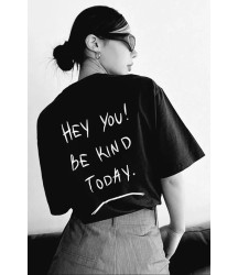Unisex Baskılı Oversize T-Shirt - Siyah