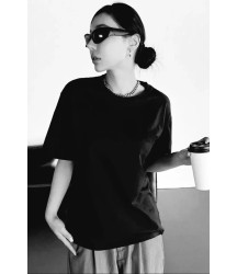 Unisex Baskılı Oversize T-Shirt - Siyah