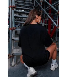 Unisex Baskılı Oversize T-Shirt - Siyah