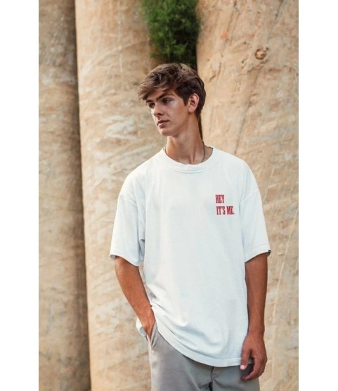 Unisex Baskılı Oversize T-Shirt - Beyaz