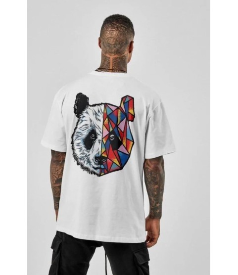 Unisex Baskılı Oversize T-Shirt - Beyaz