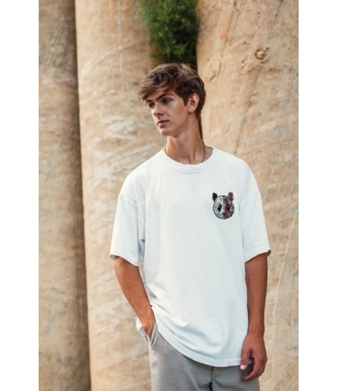 Unisex Baskılı Oversize T-Shirt - Beyaz