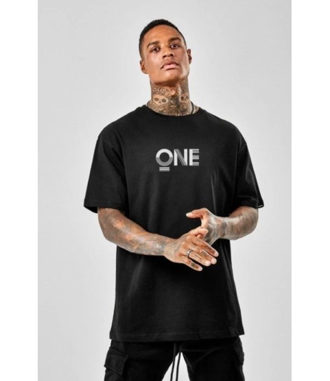 Unisex Baskılı Oversize T-Shirt - Siyah