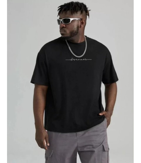Unisex Baskılı Oversize T-Shirt - Siyah